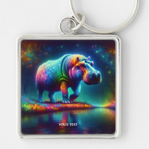 Fantasy Cute Hippo Multicolor Lights Key Ring