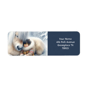 Fantasy Cute Horse Girl Winter Return Address Label