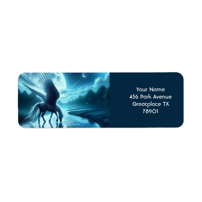 Fantasy Cute  Horse Wings Moon Return Address Label (Front)