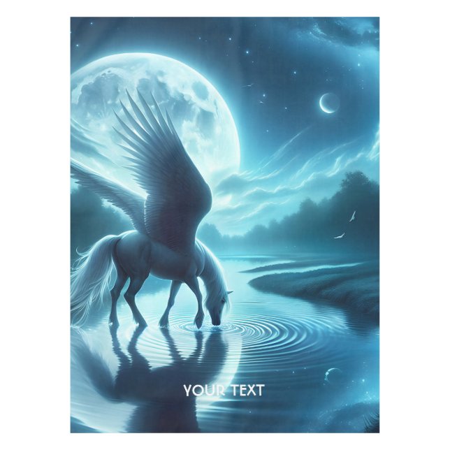 Fantasy Cute  Horse Wings Moon Tablecloth (Front)