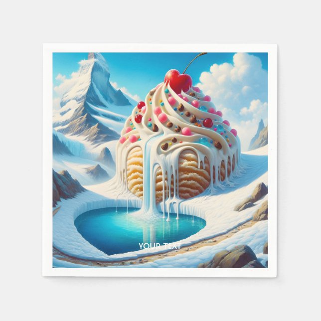 Fantasy Cute Ice Cream Mountain Napkin (Front)