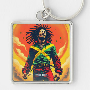 Fantasy Cute Jamaica Flag Sun Key Ring
