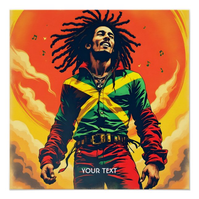 Fantasy Cute Jamaica Flag Sun Poster (Front)