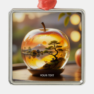 Fantasy Cute Japanese Apple View Metal Ornament