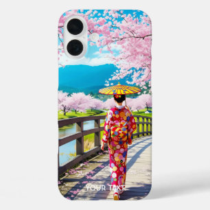 Fantasy Cute Japanese Girl Walking iPhone 16 Plus Case