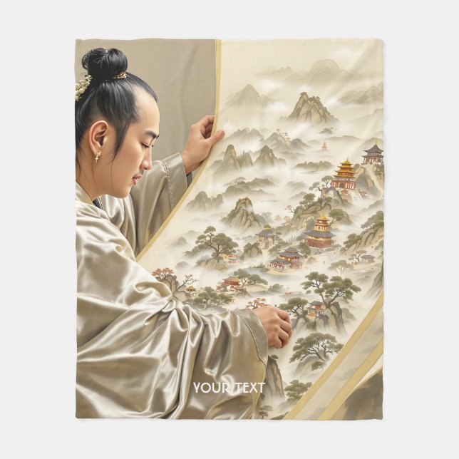 Fantasy Cute Japanese Painter Landscape Fleece Blanket (Front)