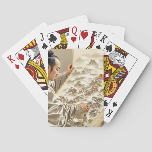 Fantasy Cute Japanese Painter Landscape Playing Cards (Back)
