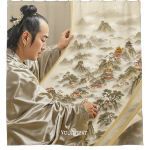 Fantasy Cute Japanese Painter Landscape Shower Curtain