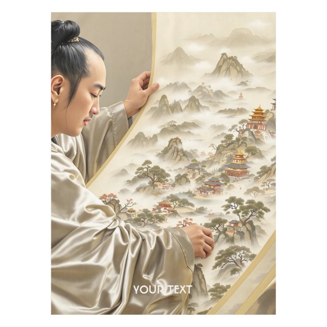 Fantasy Cute Japanese Painter Landscape Tablecloth (Front)