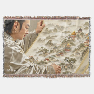 Fantasy Cute Japanese Painter Landscape Throw Blanket