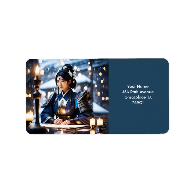 Fantasy Cute Japanese Samurai General Label (Front)