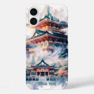 Fantasy Cute Japanese Temple Watercolor iPhone 16 Plus Case