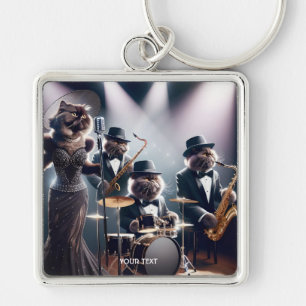 Fantasy Cute Jazz Band Cats Key Ring