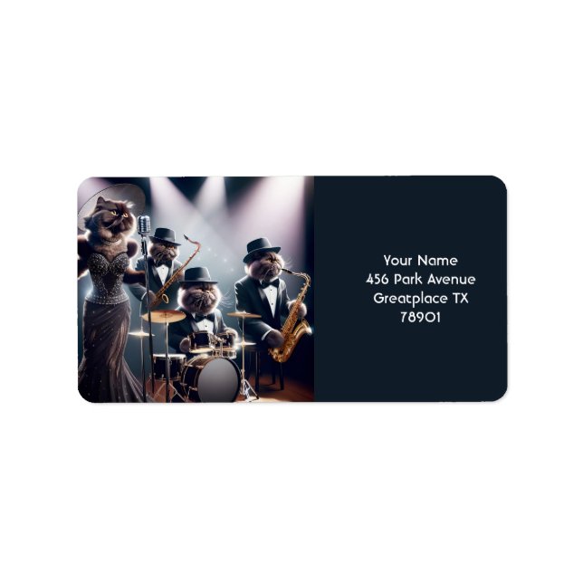 Fantasy Cute  Jazz Band Cats Label (Front)