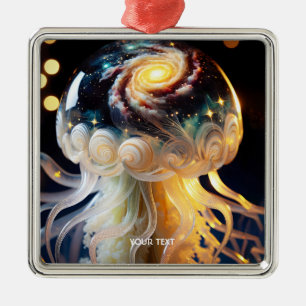 Fantasy Cute Jellyfish Space Stars Metal Ornament