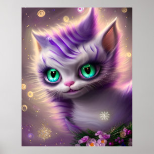 Fantasy Cute Kawaii baby Cheshire cat kitten Poster