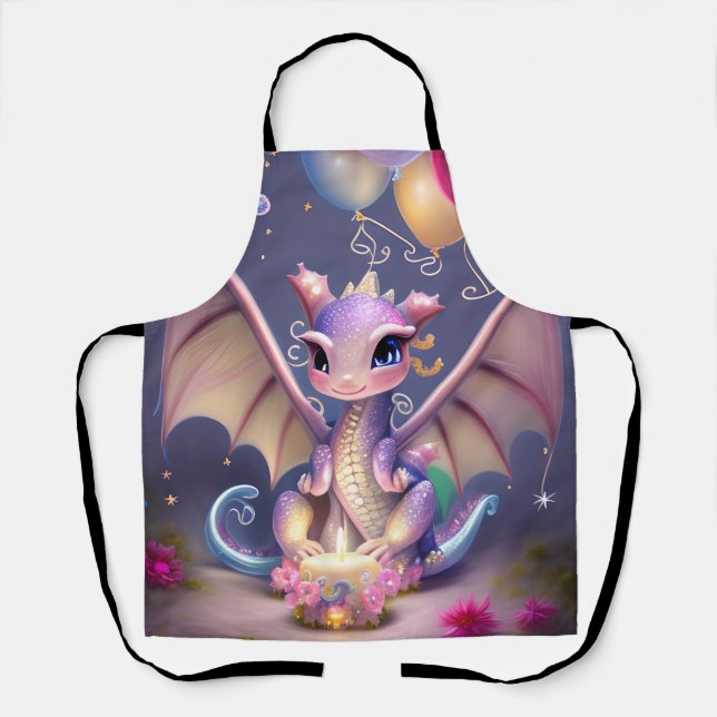 Fantasy Cute Kawaii baby dragon  Apron (Front)