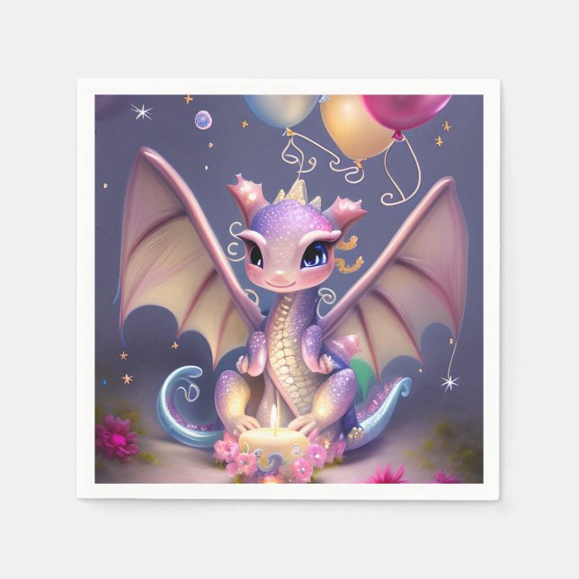 Fantasy Cute Kawaii baby dragon  Napkin (Front)