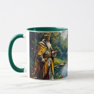 Fantasy Cute King Fishing In River Mug