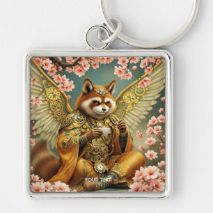 Fantasy Cute King Tanuki Tea Key Ring