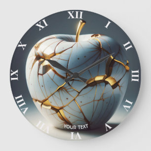 Fantasy Cute Kintsugi Porcelain Apple Large Clock