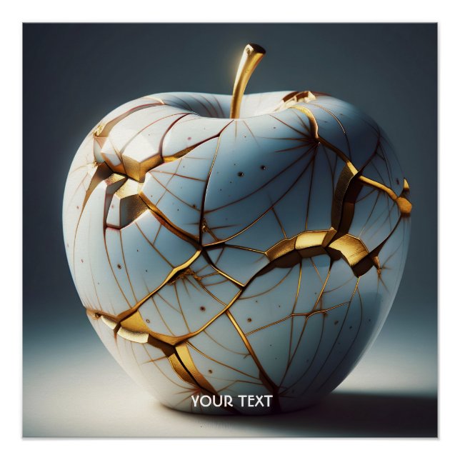 Fantasy Cute Kintsugi Porcelain Apple Poster (Front)