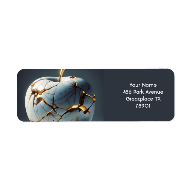 Fantasy Cute Kintsugi Porcelain Apple Return Address Label (Front)