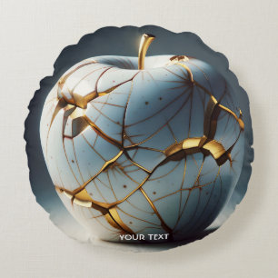 Fantasy Cute Kintsugi Porcelain Apple Round Cushion