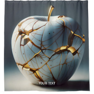 Fantasy Cute Kintsugi Porcelain Apple Shower Curtain