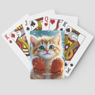 Fantasy Cute Kitten Mittens Snow Playing Cards