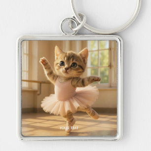 Fantasy Cute Kitten Small Ballerina Key Ring