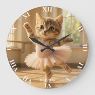 Fantasy Cute Kitten Small Ballerina Large Clock
