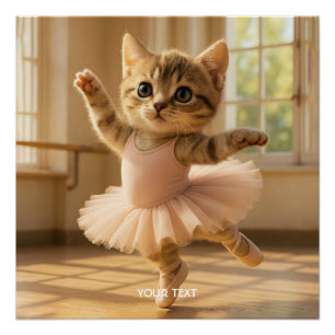Fantasy Cute Kitten Small Ballerina Poster