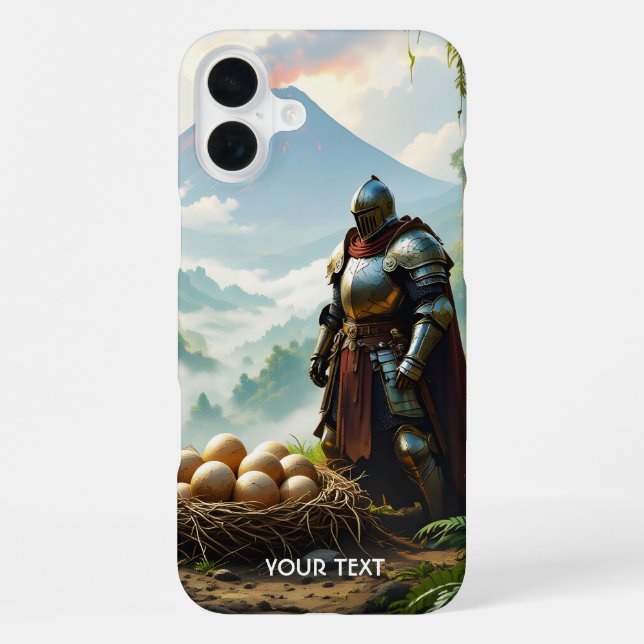 Fantasy Cute Knight Guarding Eggs iPhone Case (Back)