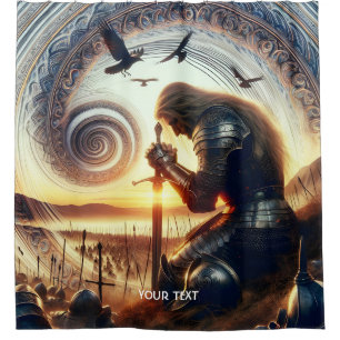 Fantasy Cute Knight Sword Legend Shower Curtain
