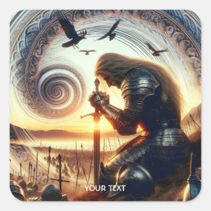 Fantasy Cute Knight Sword Legend Square Sticker
