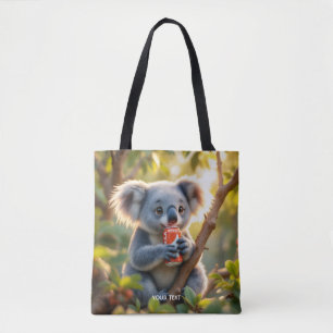 Fantasy Cute Koala Drinks Tree Tote Bag