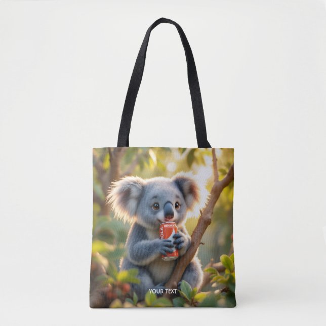 Fantasy Cute Koala Drinks Tree Tote Bag (Front)