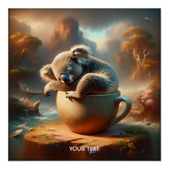 Fantasy Cute Koala Tea Cup Poster (Front)