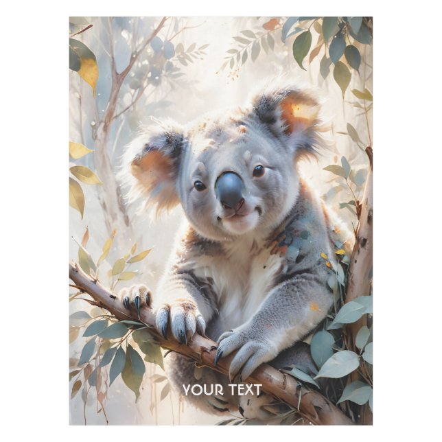 Fantasy Cute Koala Tree Watercolor Tablecloth (Front)