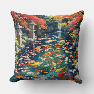 Fantasy Cute Koi Fish Pond Cushion