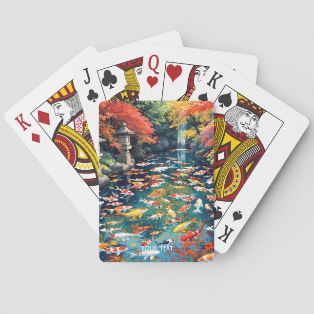 Fantasy Cute Koi Fish Pond Playing Cards (Back)