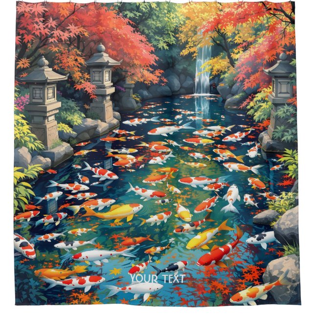 Fantasy Cute Koi Fish Pond Shower Curtain (Front)