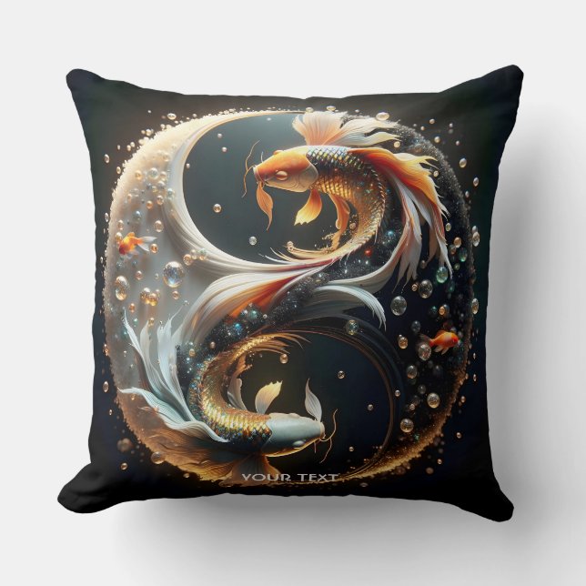 Fantasy Cute Koi Yin Yang Cushion (Front)