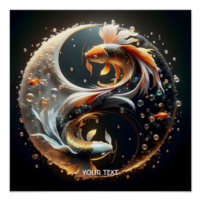 Fantasy Cute Koi Yin Yang Poster (Front)