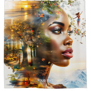 Fantasy Cute Lady African Landscape Shower Curtain