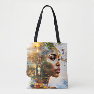 Fantasy Cute Lady African Landscape Tote Bag