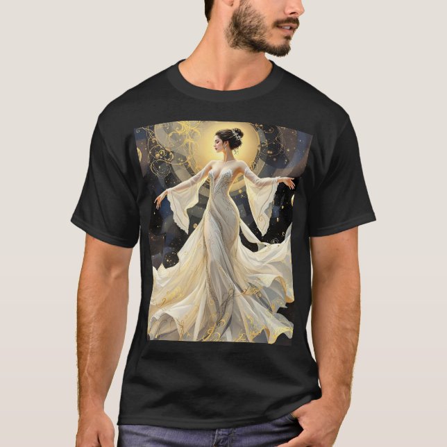 Fantasy Cute Lady Dancing Space T-Shirt (Front)