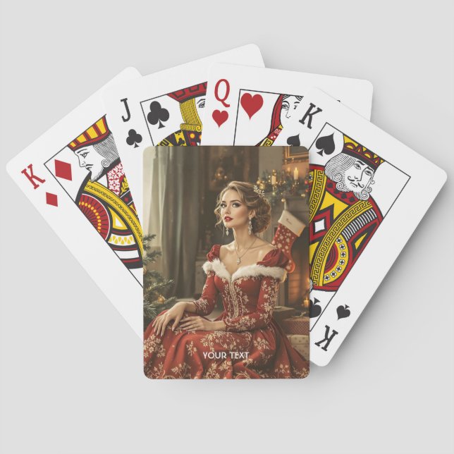 Fantasy Cute Lady New Year Playing Cards (Back)