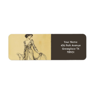 Fantasy Cute Lady Pencil Drawing Return Address Label